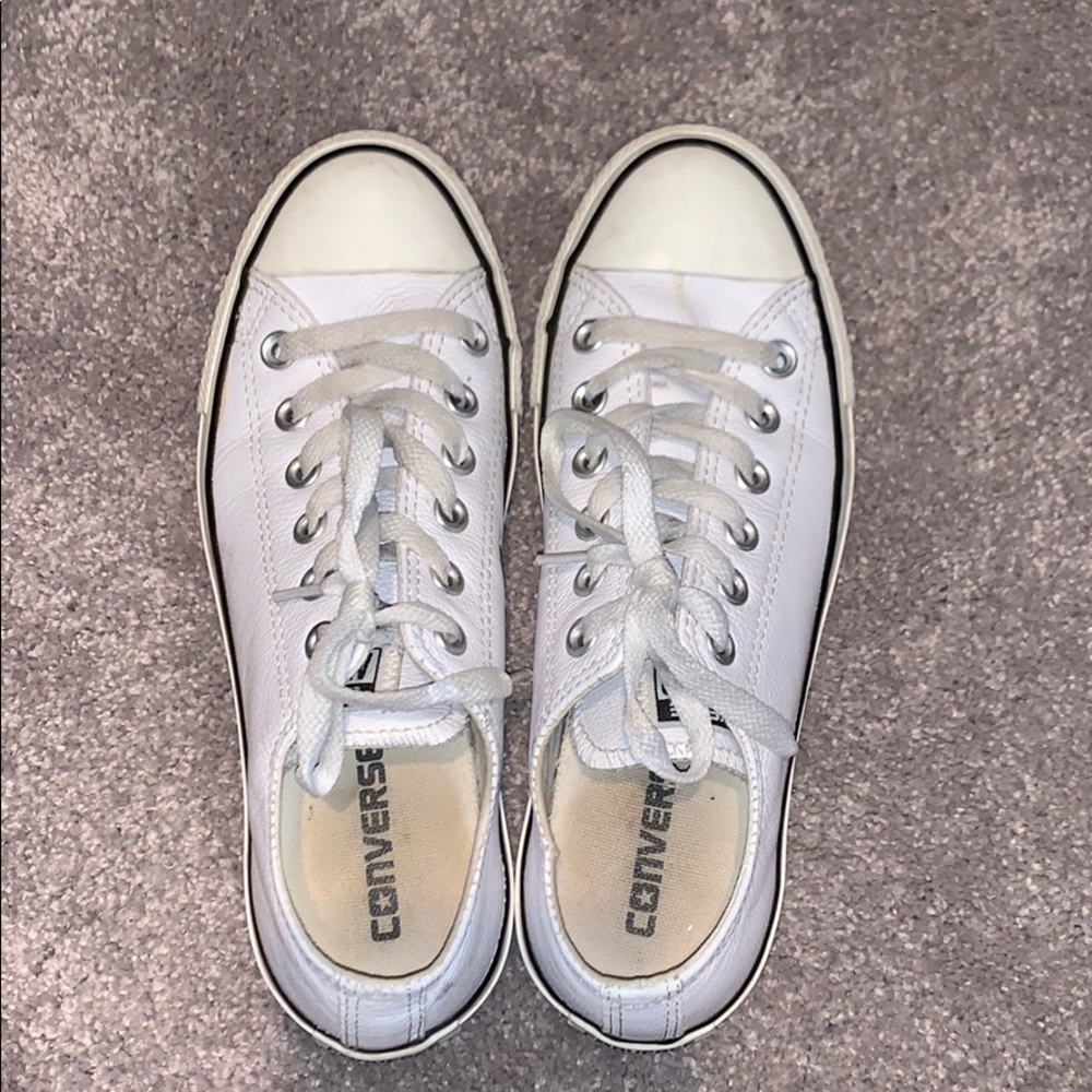 Leather white converse